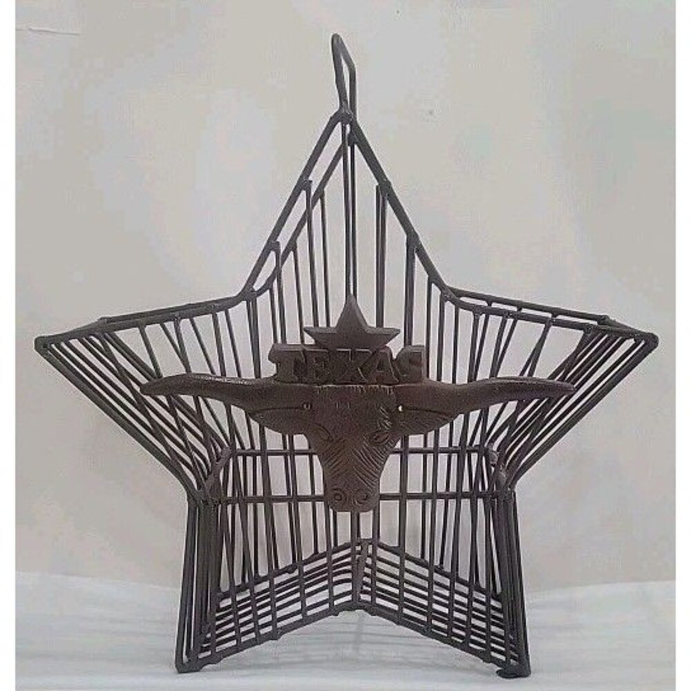 Cast Iron University Of Texas BEVO Star Magazine Rack Record LP Holder Metal